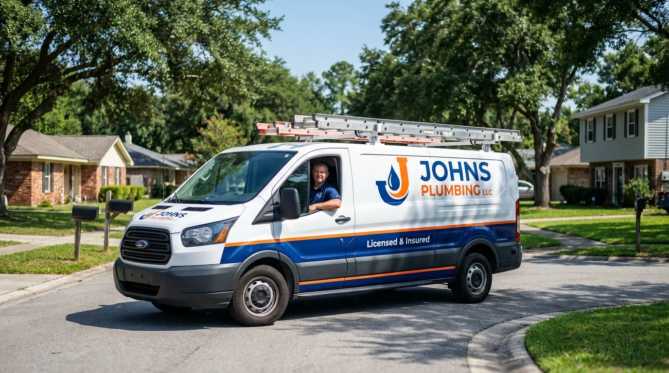 Johns Plumbing LLC service van in Bellevue, OH